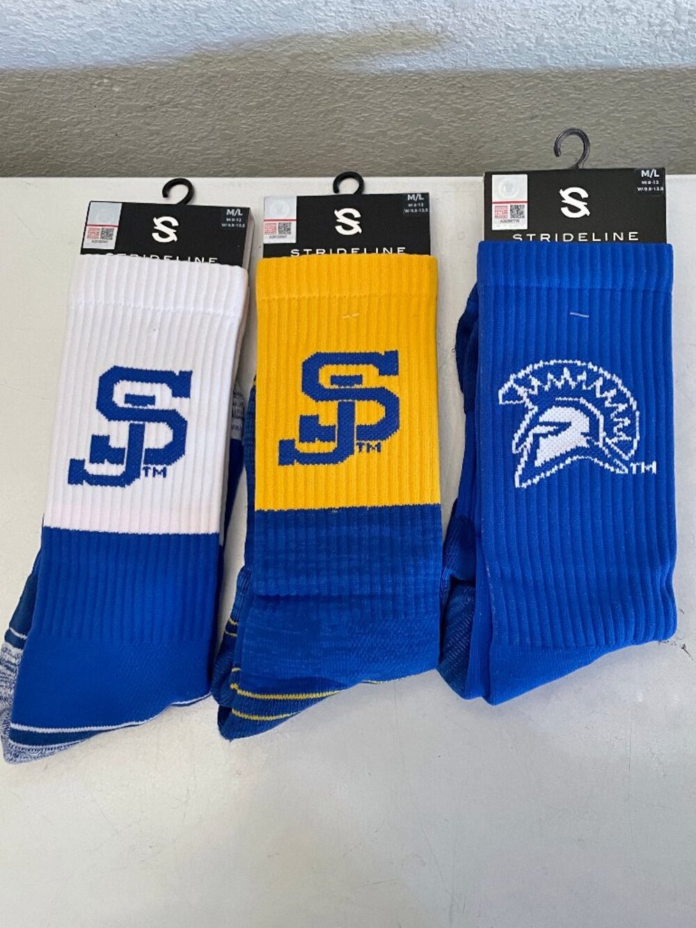 NEW 3-pack NCAA Strideline Athletic Crew Socks San Jose State Spartans M/L